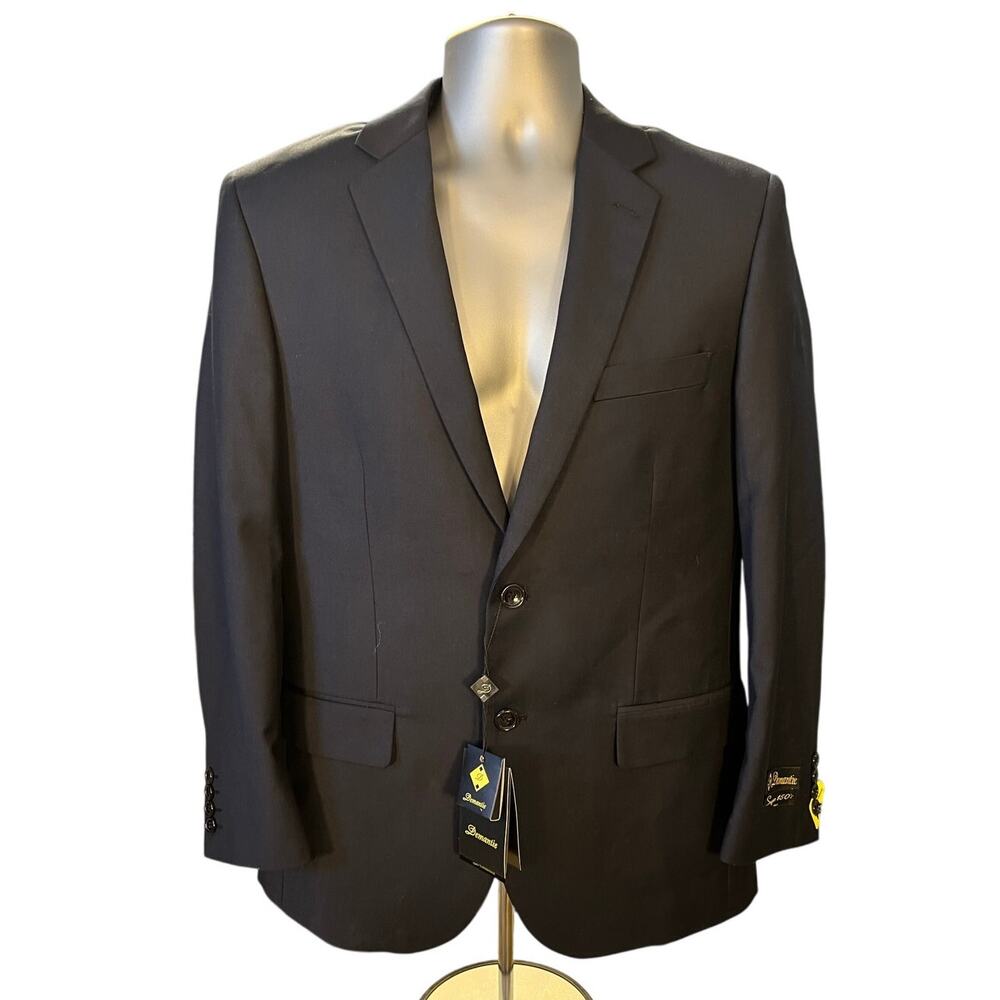 NWT Demantie Dark Blue Silk Lined Sports Coat Blazer Size 38S